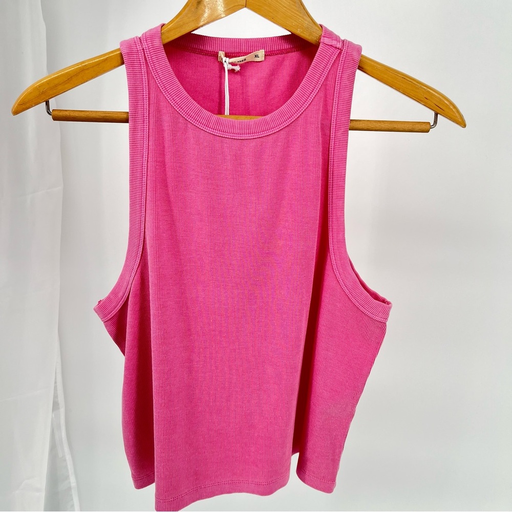 Marine Layer Womens NEW Lexi Rib Sun-in Tank Size XL High Neck Crop
